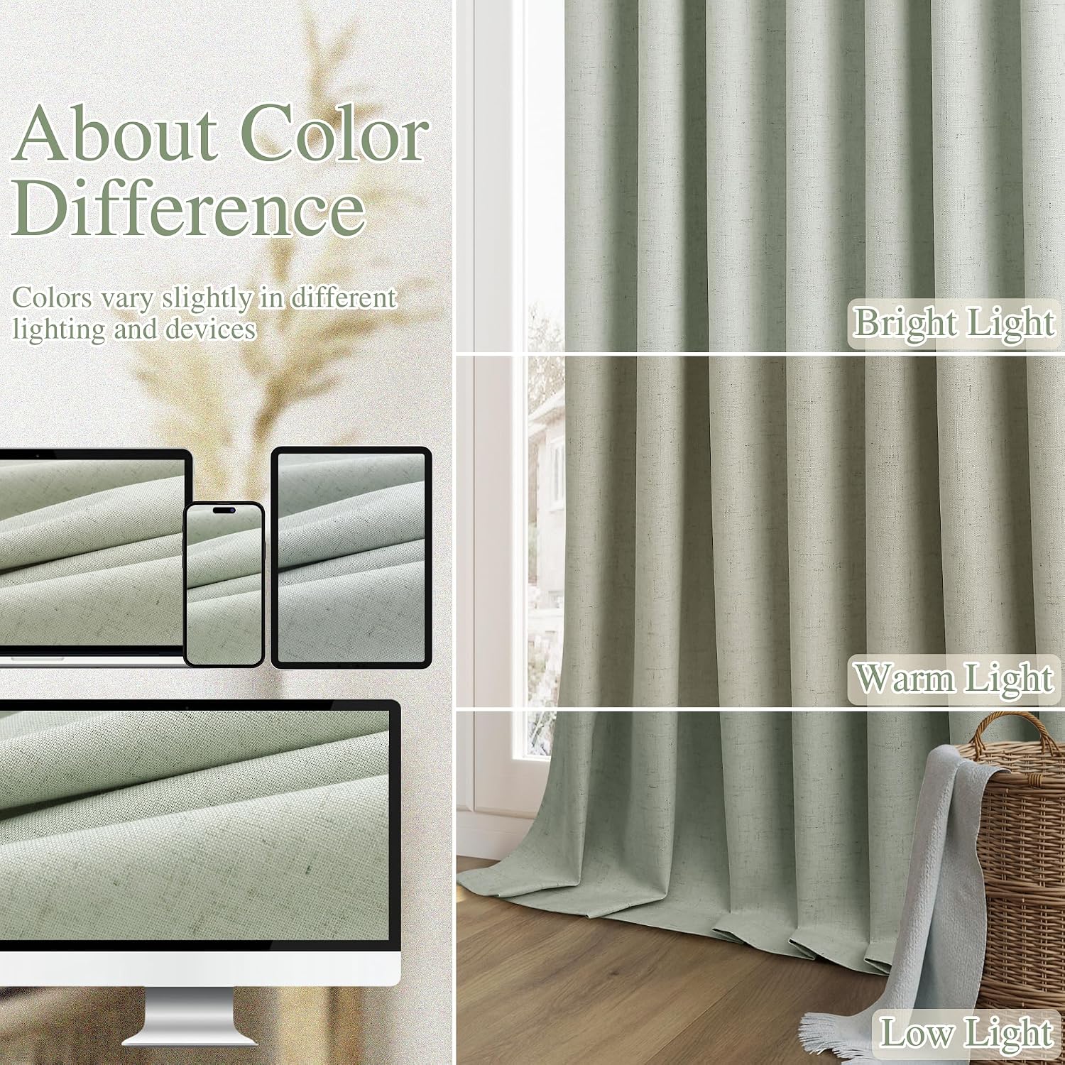 Guken 100% Blackout Curtains 120 Inch Length 2 Panels Set for Living Room Bedroom Back Tab Thermal Insulated Black Out Linen Drapes Room Da…