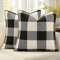 decorUhome Summer Buffalo Plaid Check Throw Pillow Covers 20x20 Set of 2 Outdoor Linen Decorative Farmhouse Gingham Pillow Covers with Stit…