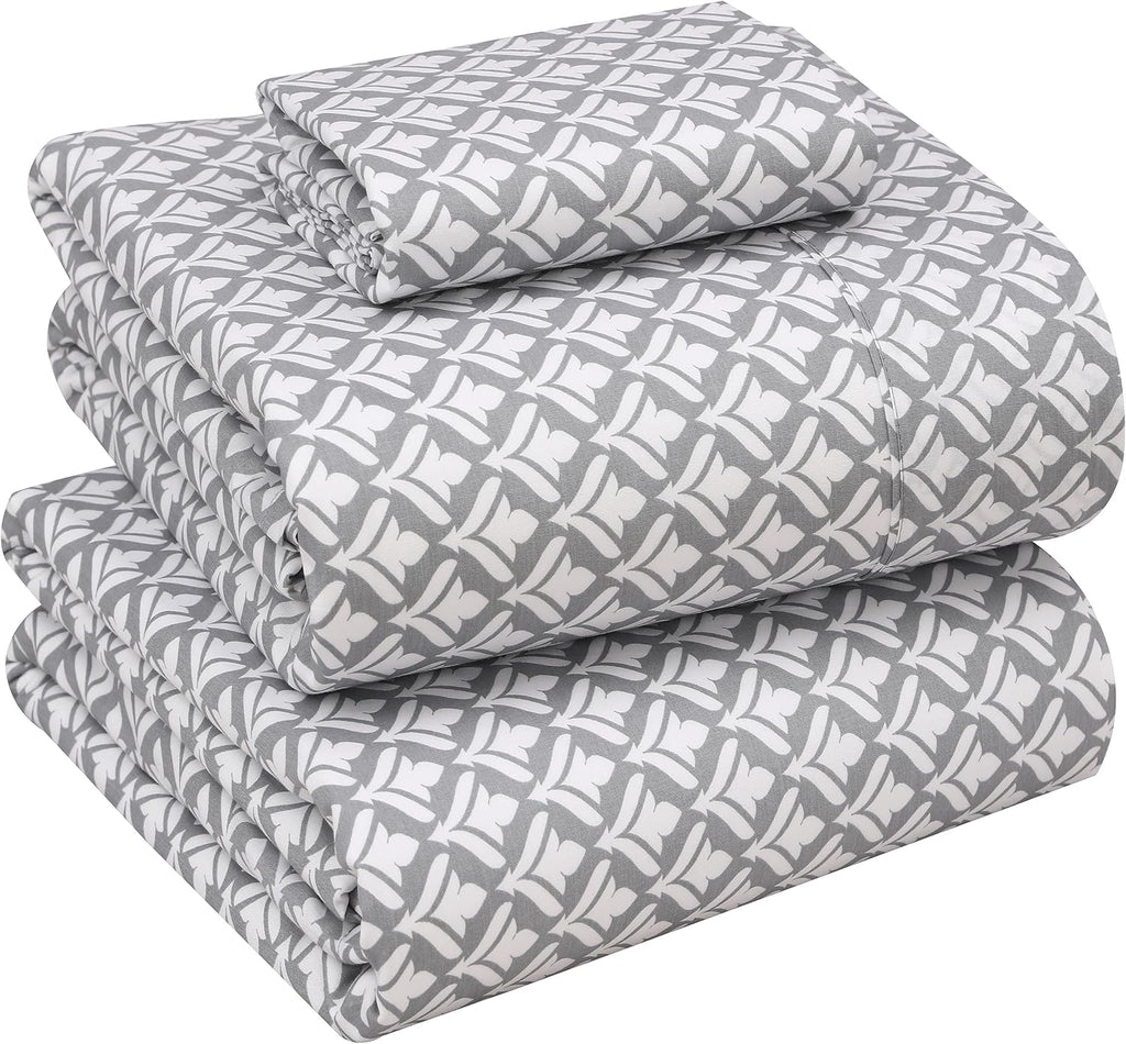 Ruvanti 100% Cotton Percale Sheets Twin Size – Crisp Cooling Bed Sheets for Hot Sleepers, Deep Pocket 16”, Soft Breathable & Durable Hotel-…