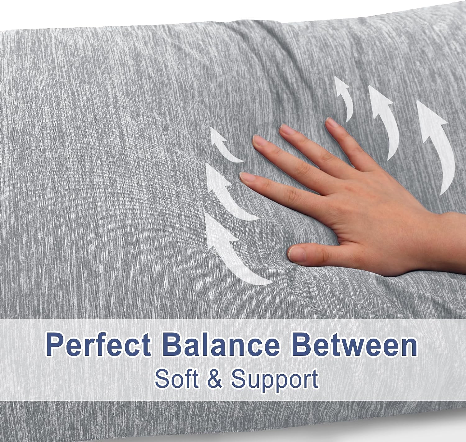 Dwcn Cooling Body Pillow for Adults, 20x54 Inch Light Grey - Shredded Memory Foam Body Pillow with Removable & Adjustable Filling, Full Bod…