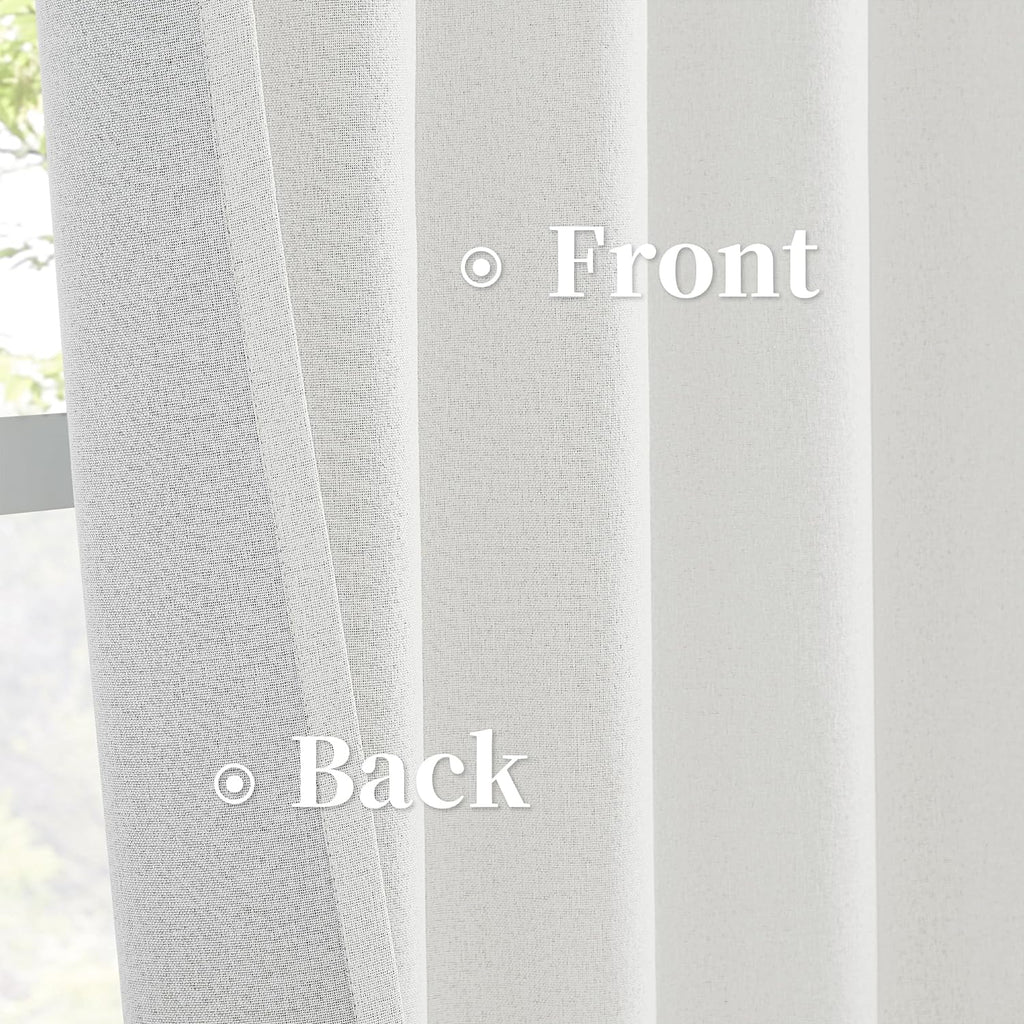 Keqiaosuocai Ivory Ecru Blackout Linen Curtains Energy Smart Light Blocking Thermal Insulated Farmhouse Boho Window Drapes for Bedroom 50 x…