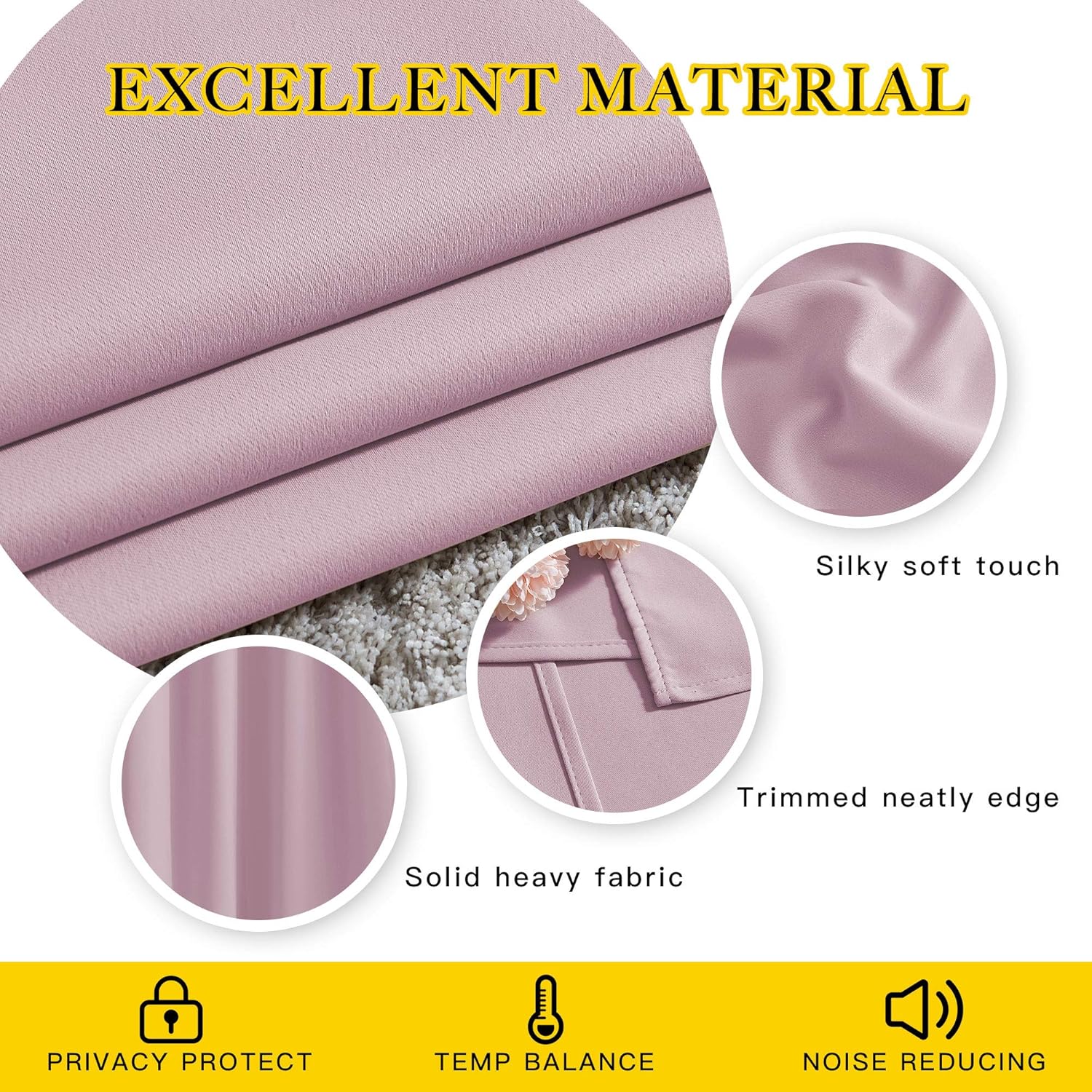 Nicetown Bedroom Curtains Room Darkening Draperies - Room Darkening Drapes/Panels for Bedroom, Grommet Top 2-Pack, Lavender Pink, 52 x 54 i…