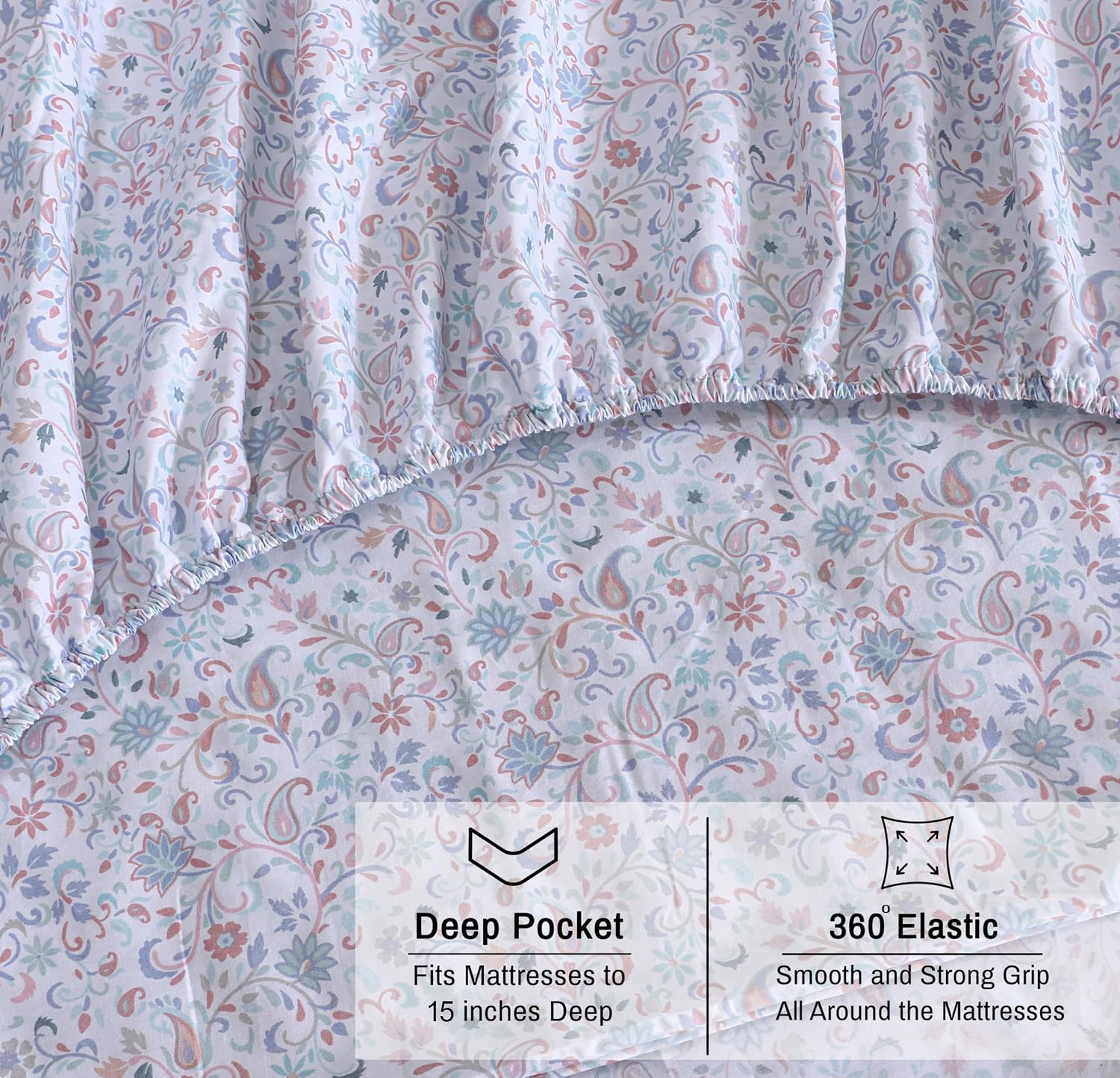 Ruvanti 100% Cotton Organic Percale Sheets Twin Size – Crisp Cooling Bed Sheets for Hot Sleepers, Deep Pocket 15”, Soft Peach Finish, Breat…