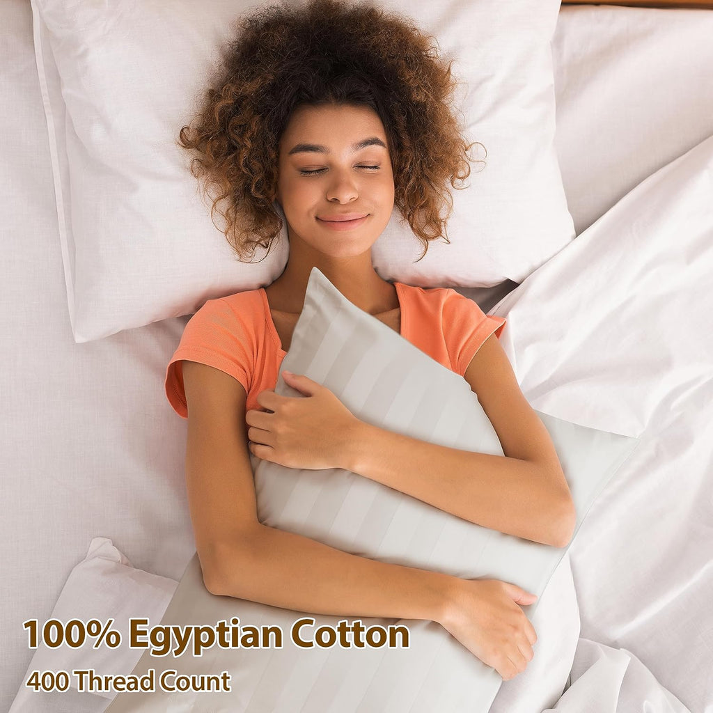 ShunjieHome 100% Egyptian Cotton Pillow Cases Set of 2, Standard Size 400 Thread Count Cooling Pillowcases, Soft and Breathable Pillow Cove…