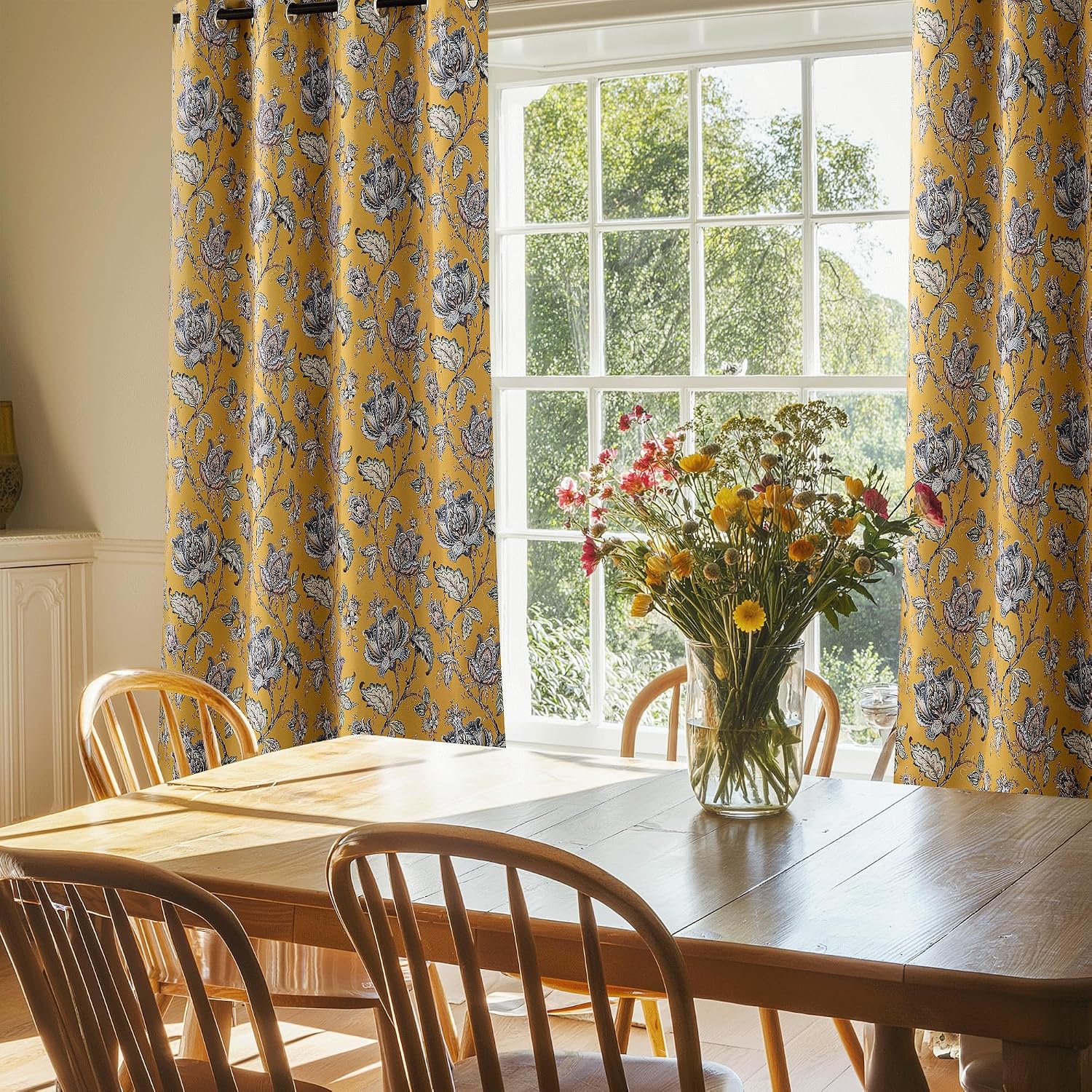 Nicetown Curtains for Living Room 96 Inches Long 2 Panels, Room Darkening Curtains for Farmhouse, Thermal Insulated Privacy Drapes Oak Brow…