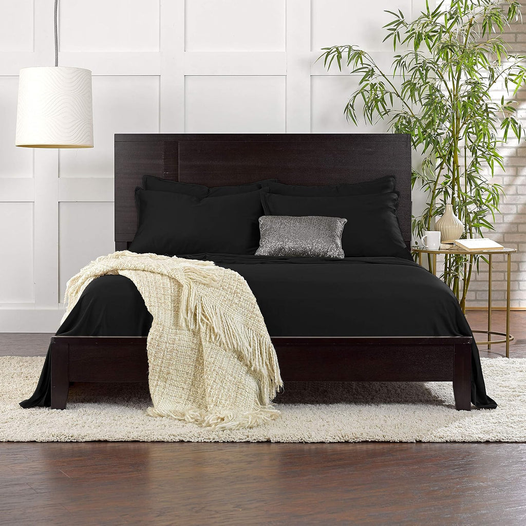 PureBamboo Pure Bamboo King Sheets, Genuine 100% Organic Viscose Derived from Bamboo Bed Sheet Set, Luxuriously Soft & Cooling, Double Stit…