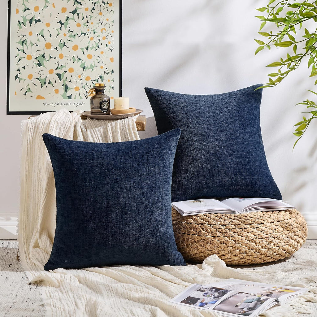 Gawamay Set of 2 Soft Textured Chenille Throw Pillow Covers 26x26 Inch (66x66 CM), Decorative Pillowcases Cushion Covers for Farmhouse Home…