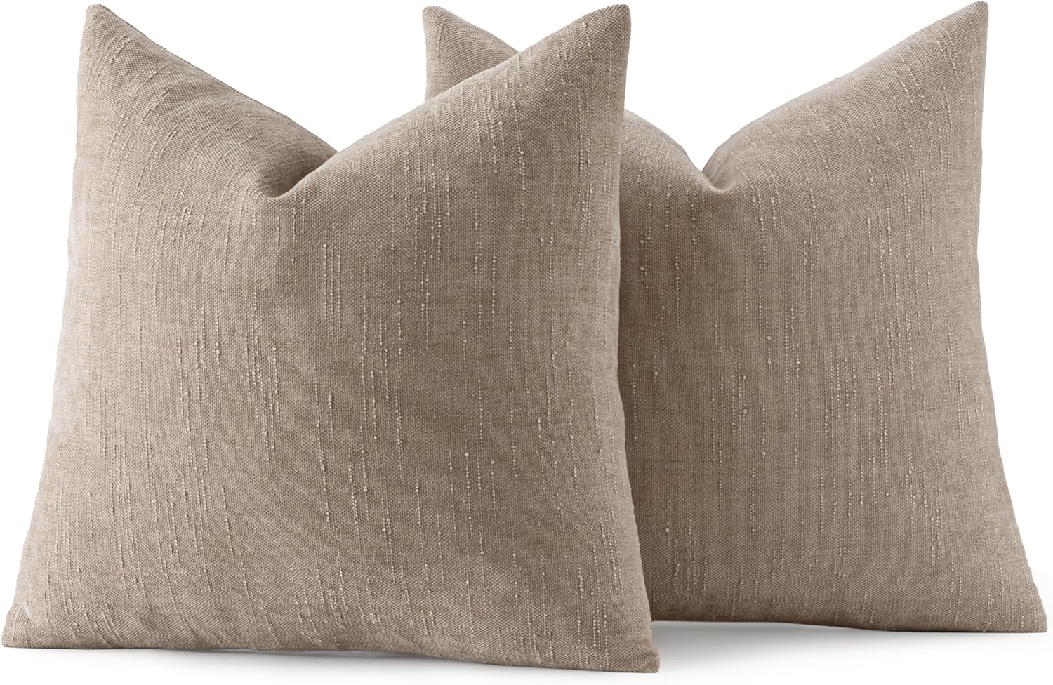 MIULEE Textured Pillow Covers 26x26 Inch Pack of 2, Light Taupe Soft Thick Euro Solid Decorative Chenille Throw Pillows Neutral Farmhouse…