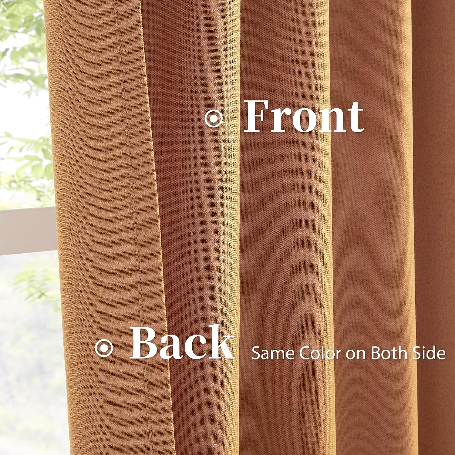 Keqiaosuocai Extra Long Burnt Orange Blackout Linen Curtains 2 Panels Set 120 Inch Length for Living Room and Bedroom - Hook Belt Back Tab…