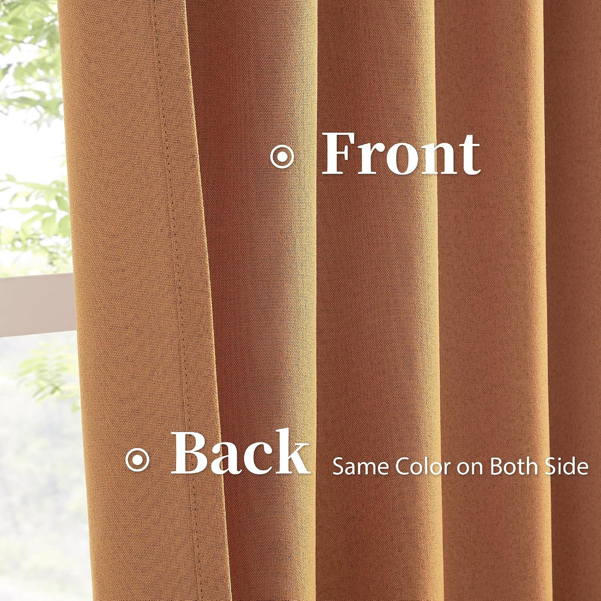 Keqiaosuocai Burnt Orange Blackout Linen Curtains 2 Panels Set 72 Inch Length for Living Room Hook Belt Back Tab Boho Muted Ochre Orange Cu…