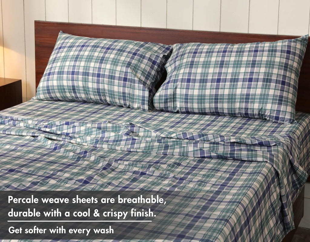 Ruvanti 100% Cotton Percale Sheets Full Size – Crisp Cooling Bed Sheets for Hot Sleepers, Deep Pocket 16”, Soft Breathable & Durable Hotel-…