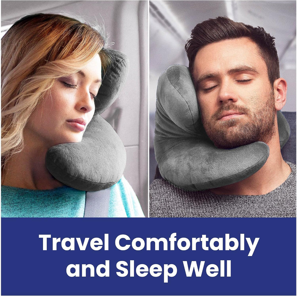 J-Pillow Jensens Inventions Award Winning Home & Travel Pillow - Patented Chin Support - Sleep Anywhere. (Silver Gray) Silver