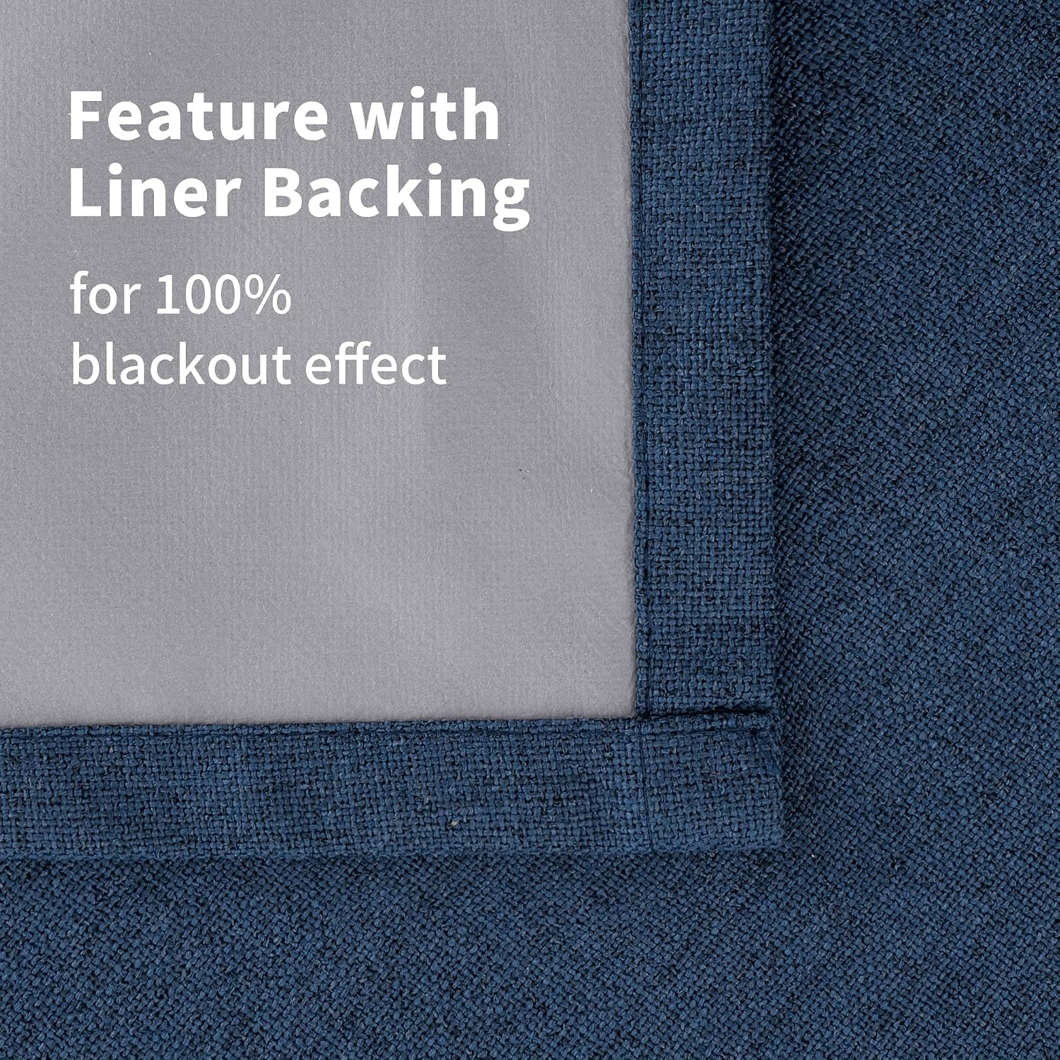 YoungsTex Navy Blue Linen Blackout Curtains 45 Inch Length for Bedroom, Short Thermal Insulated Drapes with Grommet Darkening Privacy for L…