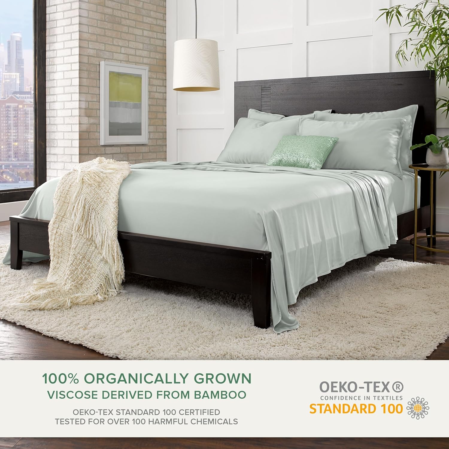 PureBamboo Pure Bamboo Full Sheets, Genuine 100% Organic Viscose Derived from Bamboo Bed Sheet Set, Luxuriously Soft & Cooling, Double Stit…