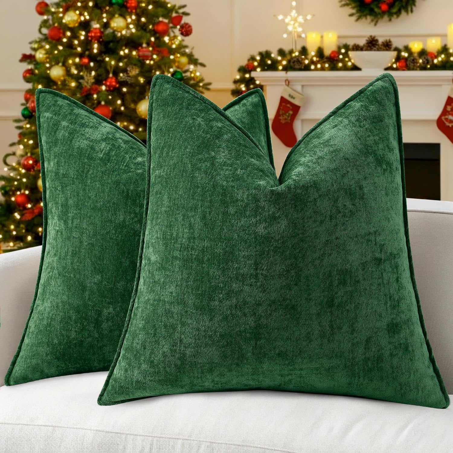 decorUhome Summer Couch Throw Pillow Covers 18x18 Set of 2, Decorative Soft Velvet Modern Cozy Chenille Pillow Cases with Elegant Design fo…
