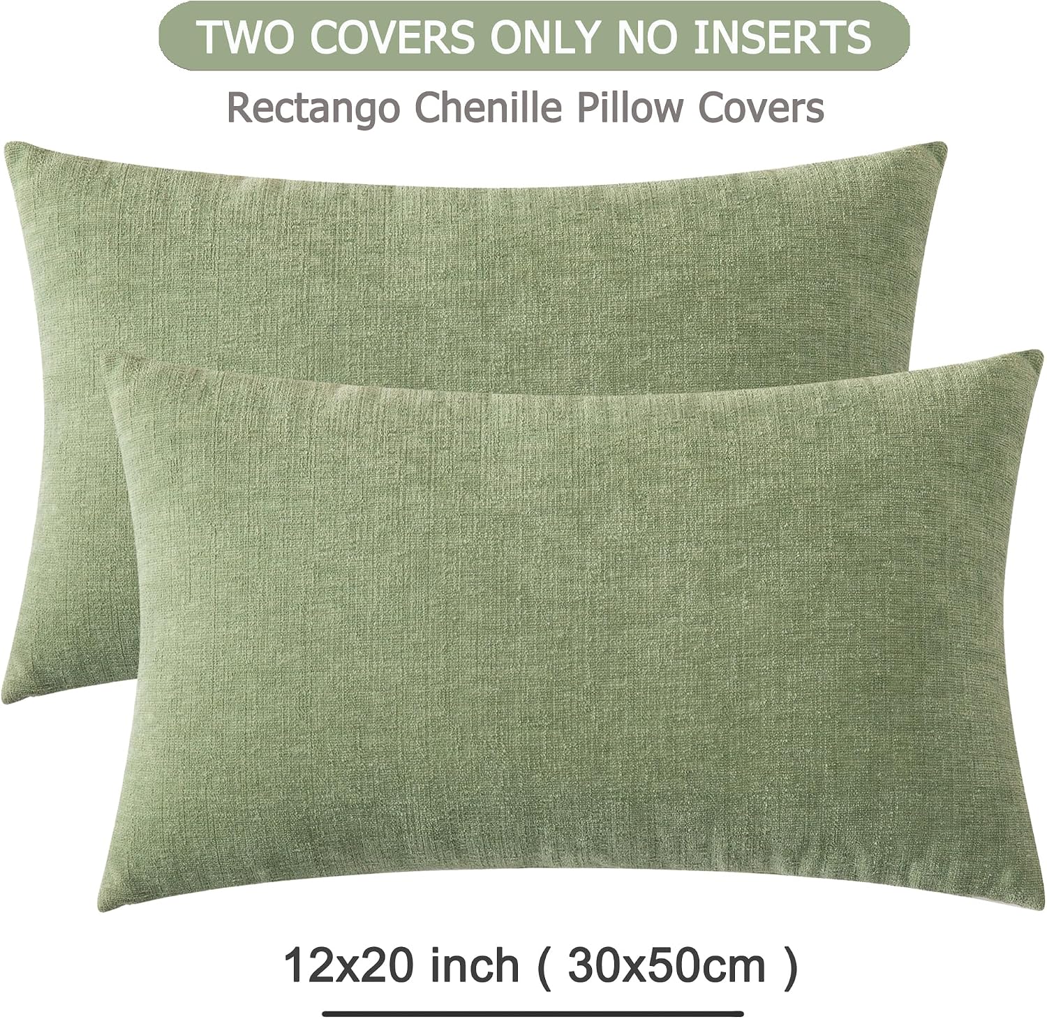 Gawamay Lumbar Decorative Rectangle Throw Pillow Covers 12"x20" Inch Set of 2, Super Soft Chenille Throw Pillowcase for Sofa Living Room Be…