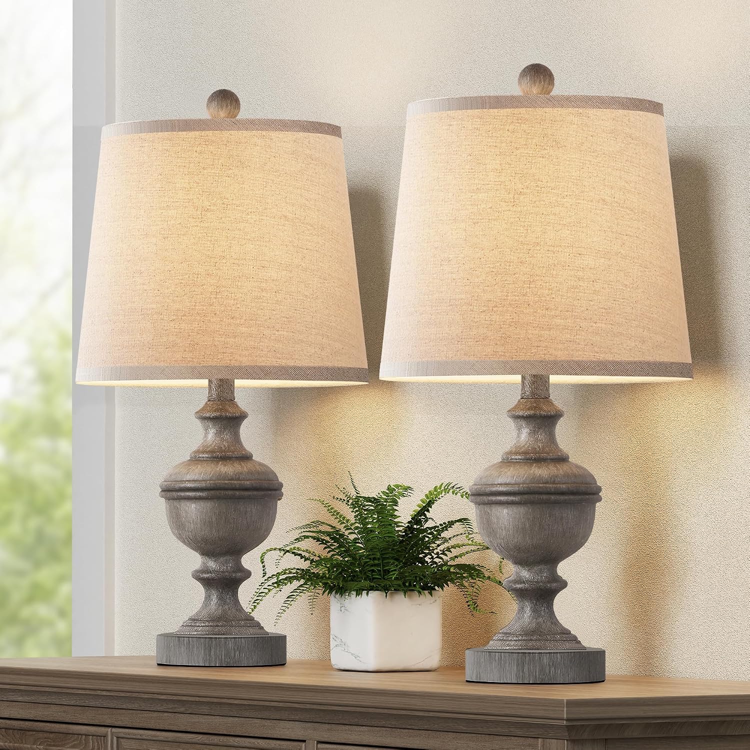 PARTPHONER Retro Table Lamps Set of 2, Bedside Lamp for Bedroom Rustic Farmhouse Table Lamps for Living Room, Vintage Nightstand Lamps…