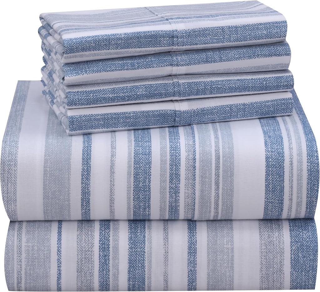 Ruvanti 100% Cotton Percale Sheets King Size 6 Piece Set, Cooling Bed Sheets for Hot Sleepers, Deep Pocket 16”, Breathable Lightweight & Du…