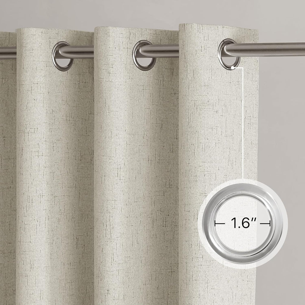 Nicetown Linen Blend 100% Blackout Ivory Curtains 84 inches Long, White Liner Composite Thermal Drapes Casual & Relax Sound Reducing Window…