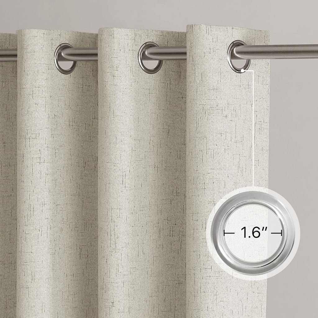 Nicetown 100% Blackout Ivory Linen Curtains for Bedroom, White Liner Composite Grommet Room Darkening Window Treatments Thermal Drapes for…