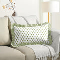 Cottonprintclub CPC Hand Block Print Lotus Meadow Ruffle Sham Pillow Cover 20" x 12" inch Hidden Zipper Decorative Pillowcase for Couch, Be…