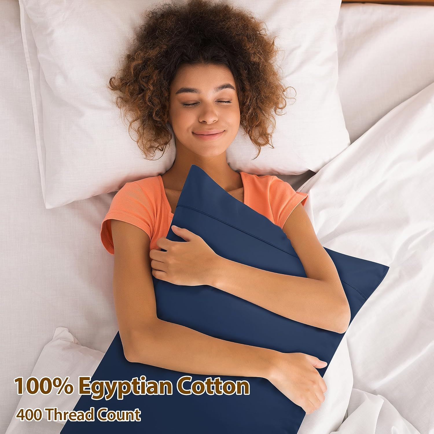 ShunjieHome 100% Egyptian Cotton Pillow Cases Set of 2, King Size 400 Thread Count Cooling Pillowcases, Soft and Breathable Pillow Covers w…