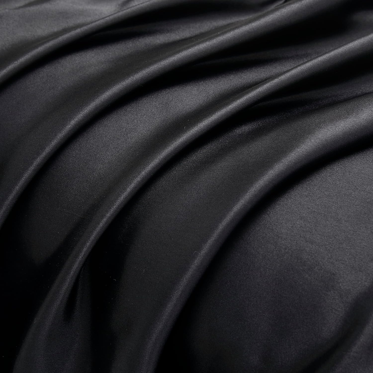 HommxJF Black Satin Ruffled Pillow Cases for Hair and Skin, Black Silk Pillowcases Standard Set of 2 with Envelope Closure Princess Room Dec…