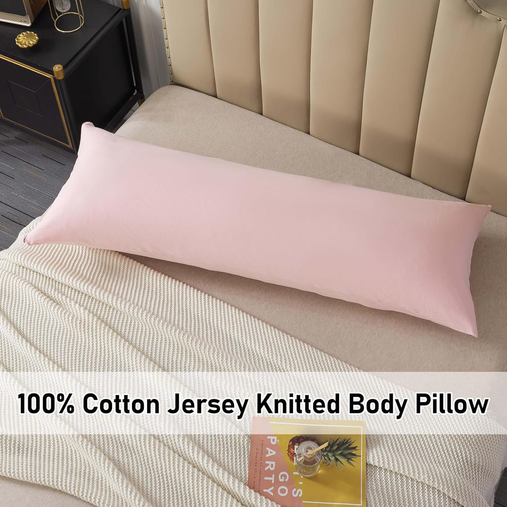 WhatsBedding Memory Foam Body Pillow with 100% Cotton Jersey Knitted Cover, Luxury Soft Large Long Pillow for Adults, Full Body Pillow…