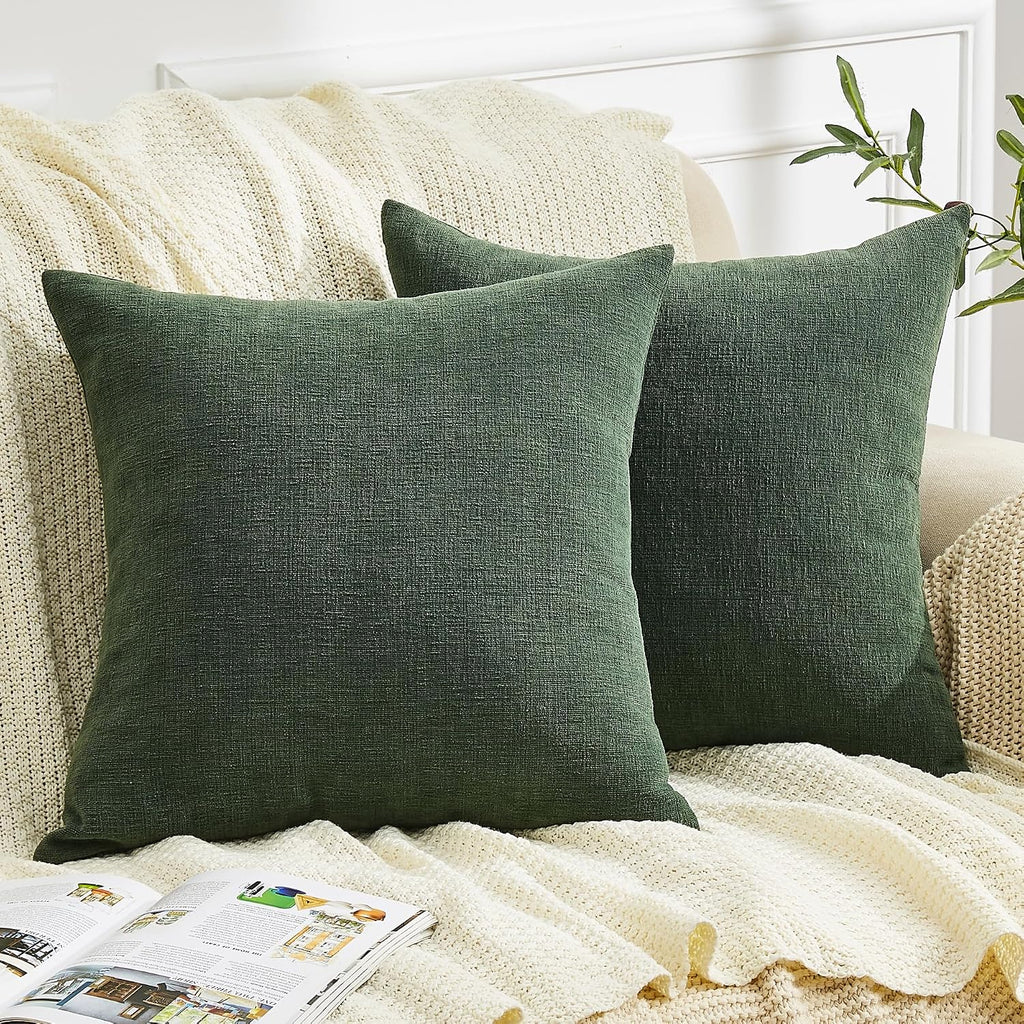 Gawamay Decorative Chenille Throw Pillow Covers 24"x24" Inch Pack of 2, Soft Square Couch Pillow Cover for Sofa Cushion Living Room Bedroom…