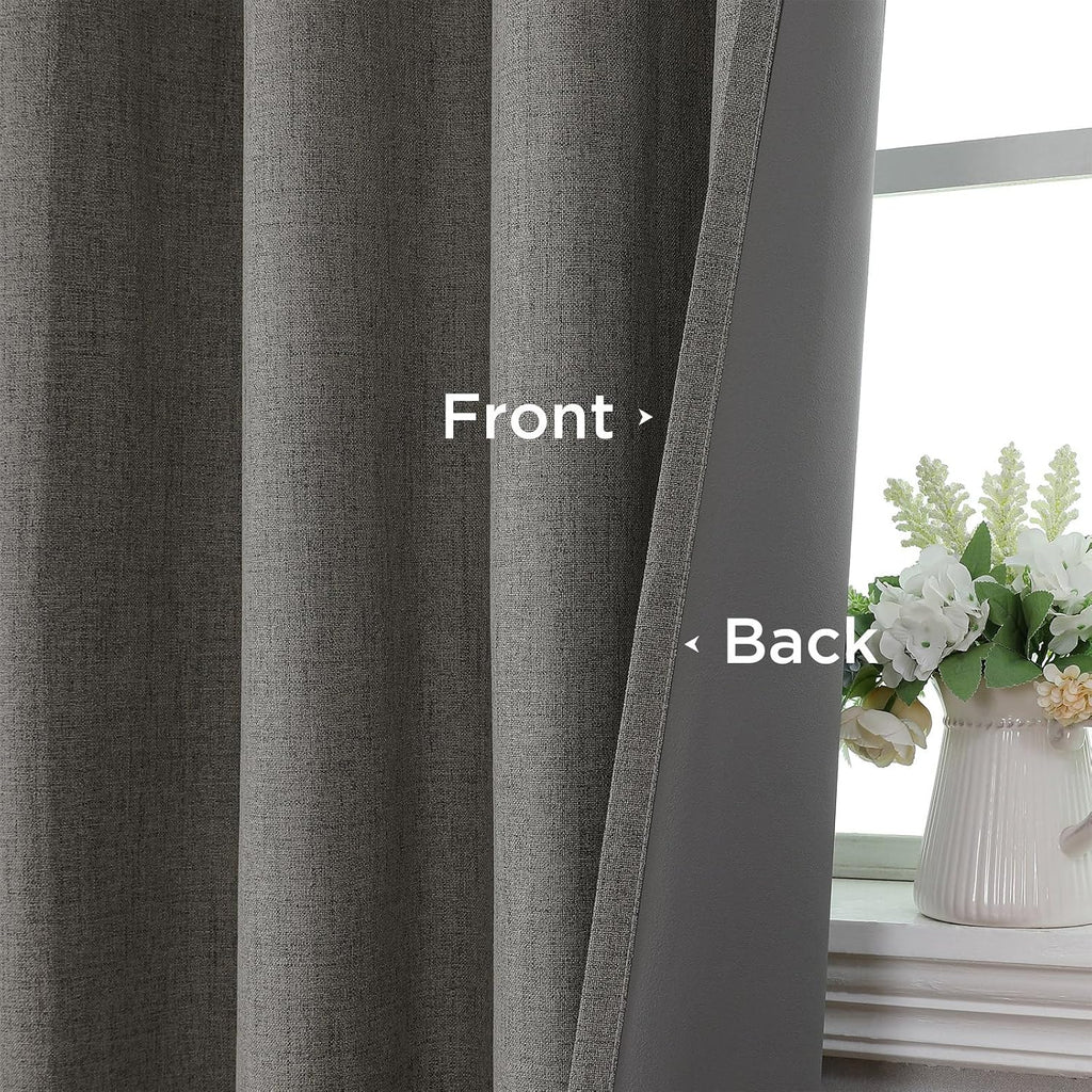 Cucraf 100% Blackout Curtains 108 inches Length 2 Panels Set, Room Darkening Linen Textured Curtain Grommet for Bedroom Living Room, Light…