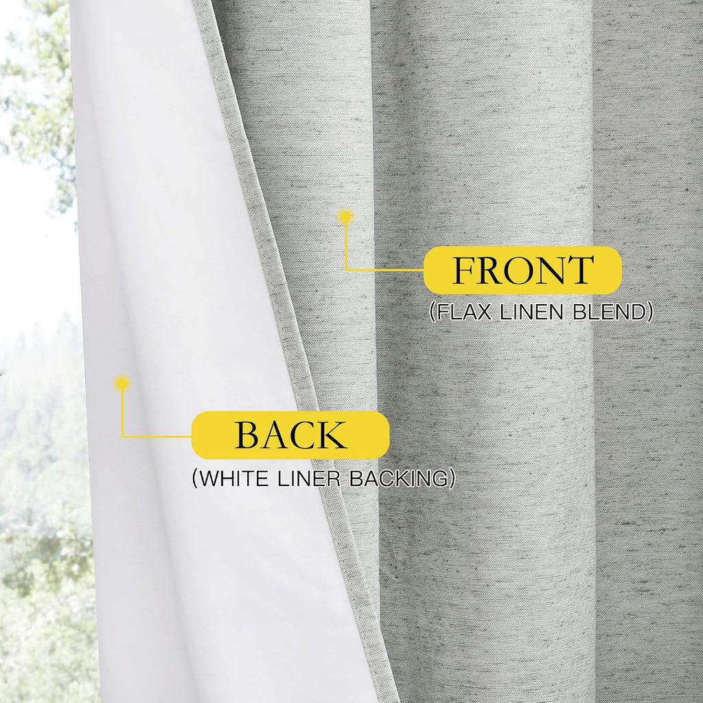 NICETOWN Grey Long Linen Full Shade Panels, 52" Wide x 120" Long, Pair of Thermal Insulated & Energy Efficiency Blackout Curtains for…