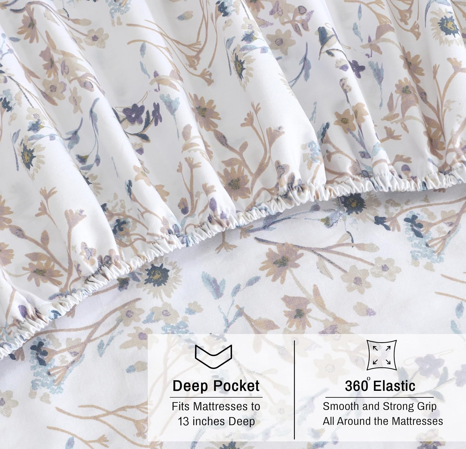 Ruvanti 100% Cotton Organic Percale Sheets Cal King Size – Crisp Cooling Bed Sheets for Hot Sleepers, Deep Pocket 13”, Soft Peach Finish, B…