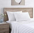 StoneCottage Stone Cottage - Twin Sheets, Cotton Percale Bedding Set, Crisp & Cool Ideal Bedding Set (Trenton Stripe Grey, Twin) Cotton Grey