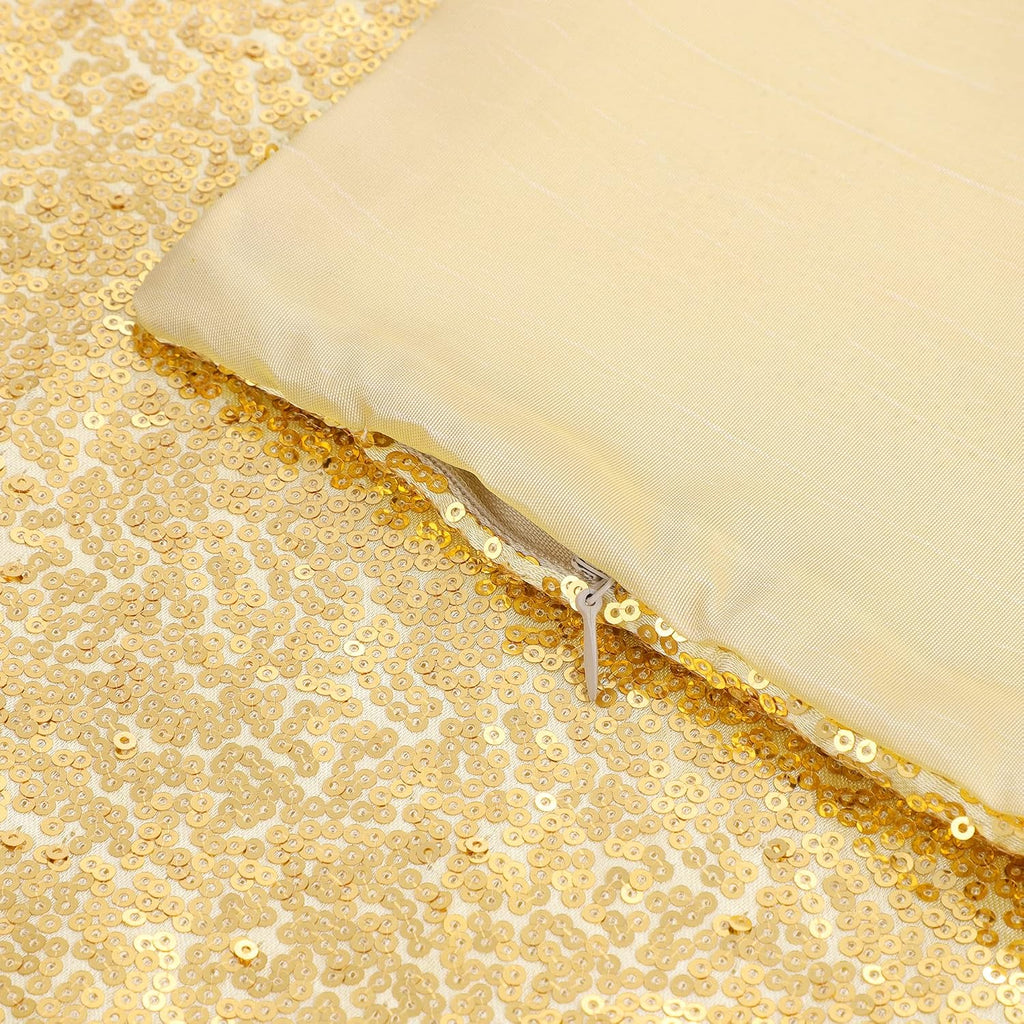 uxcell 2 Pcs Gold Tone Sequin Throw Pillow Covers, Shiny Sparkling Comfy Satin Sequin Cushion Covers, Decorative Pillowcases for…