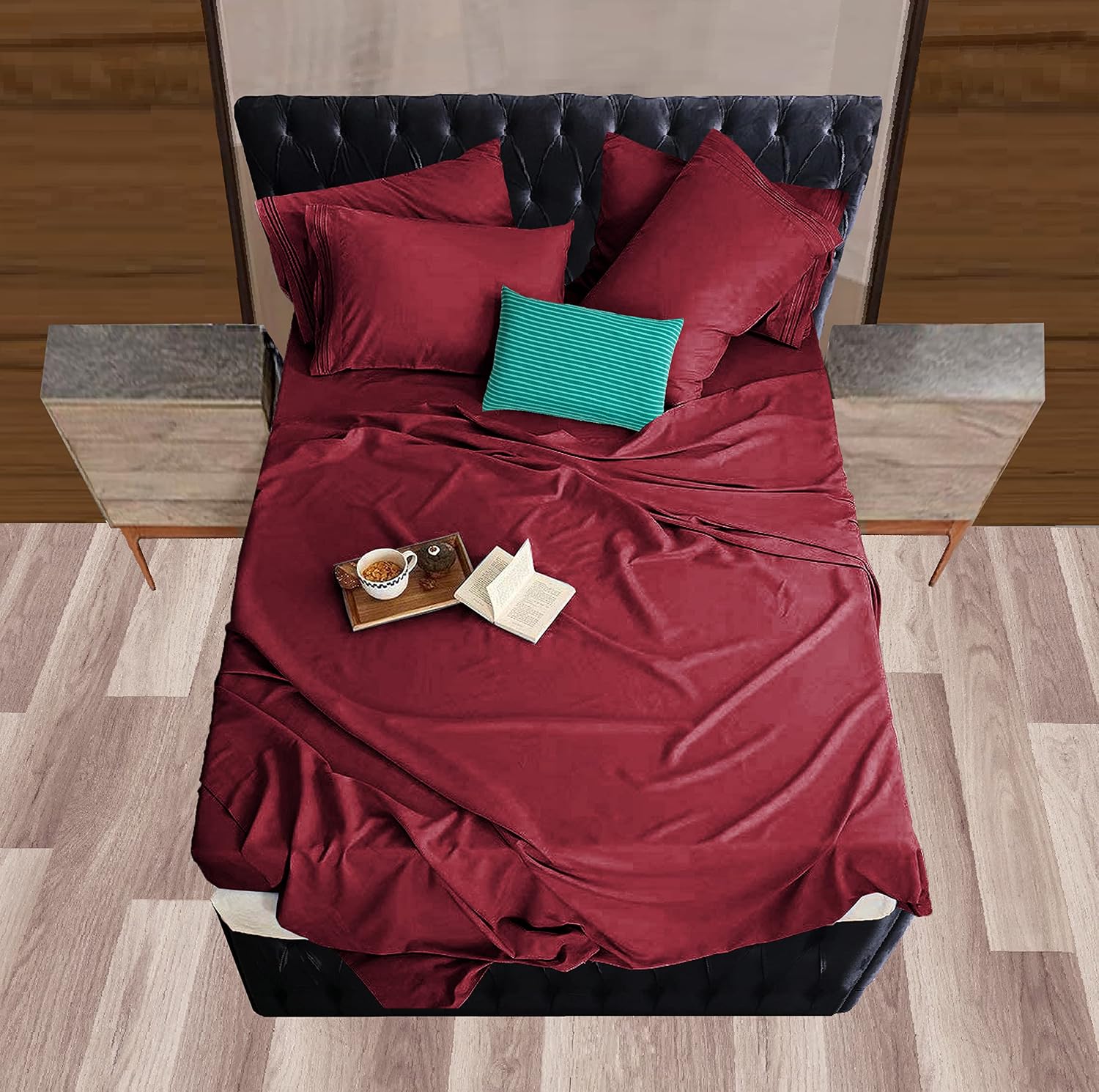 MocassiLuxuryBedding Mocassi Cali King Sheet Set - Luxury Hotel 1800 Premier Bedding Sheets & Pillowcases - Ultra Soft Breathable & Cooling…