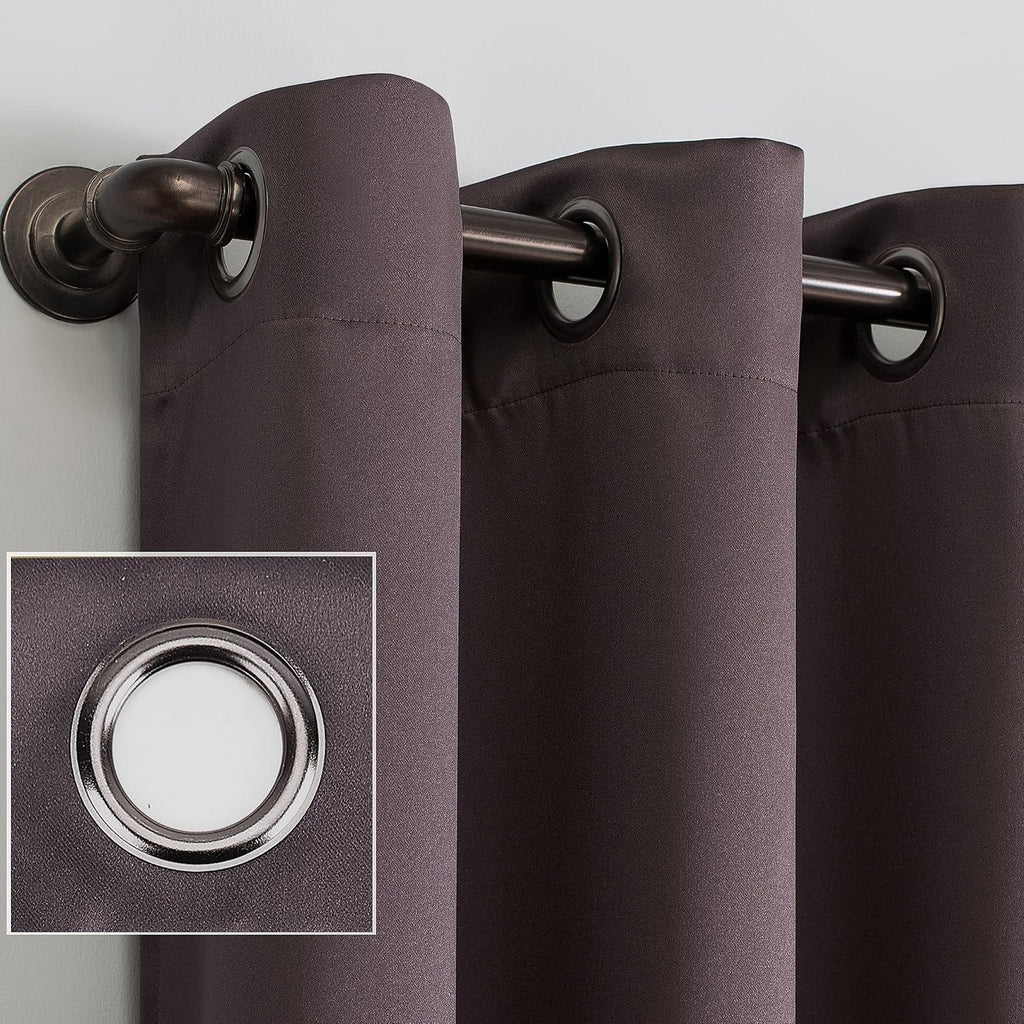 Sun Zero Nordic 2-pack Theater Grade Extreme 100% Blackout Grommet Curtain Panel Pair, 52" x 96", Fig
