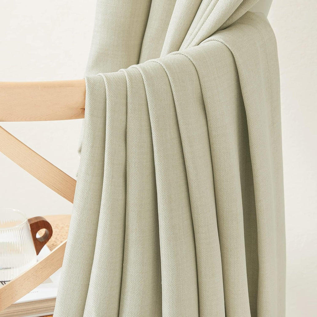 Nicetown Room Darkening Bedroom Curtains 84 inches Long, Pinch Pleated Curtains Faux Linen Blend Light Blocking Noise Canceling Thermal Dra…