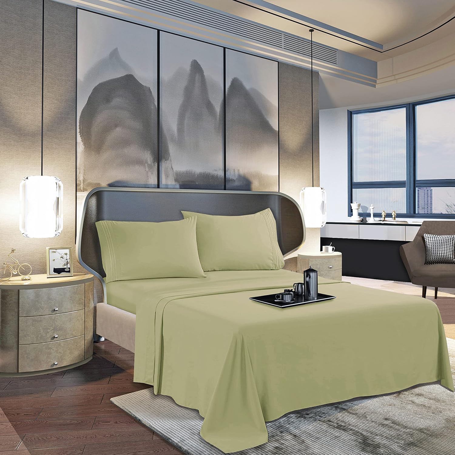 MocassiLuxuryBedding Mocassi Queen Sheet Set - Luxury Hotel 1800 Premier Bedding Sheets & Pillowcases - Ultra Soft Breathable & Cooling Bed…