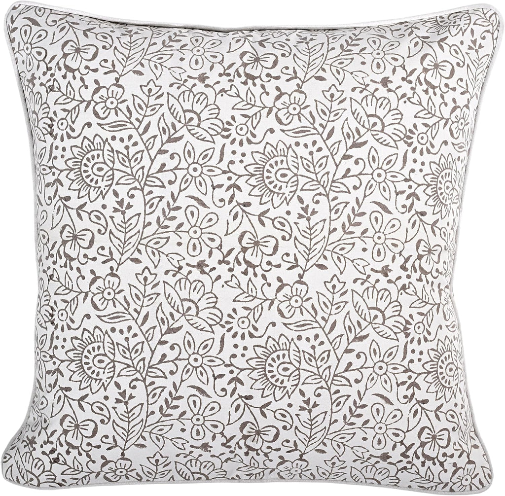 Ridhi Block Print Taupe Pillow Cover 24" x 24" (Pack of 2) Decorative Couch Pillows for Living Room, Farmhouse Chic Boho Cute Outdoor Pillo…