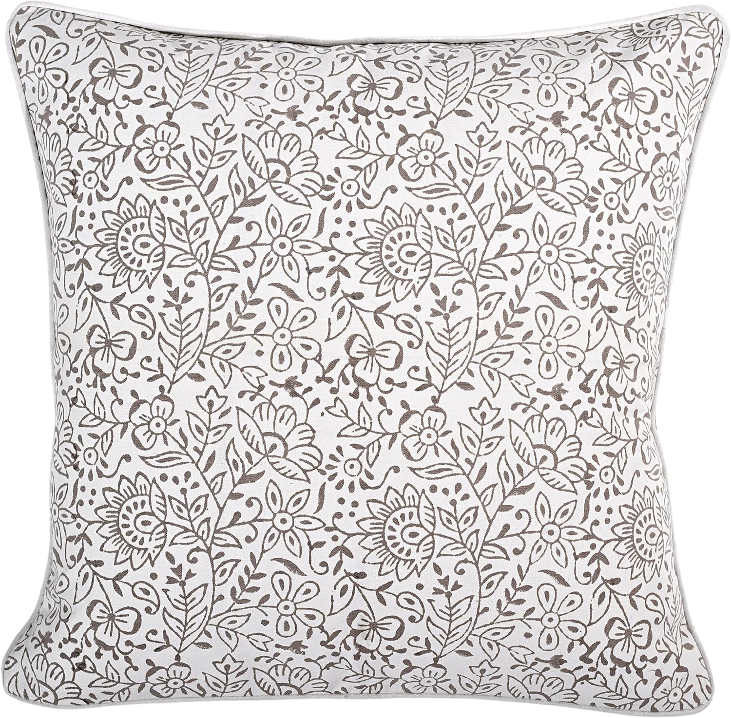 Ridhi Block Print Taupe Pillow Cover 24" x 24" (Pack of 2) Decorative Couch Pillows for Living Room, Farmhouse Chic Boho Cute Outdoor Pillo…
