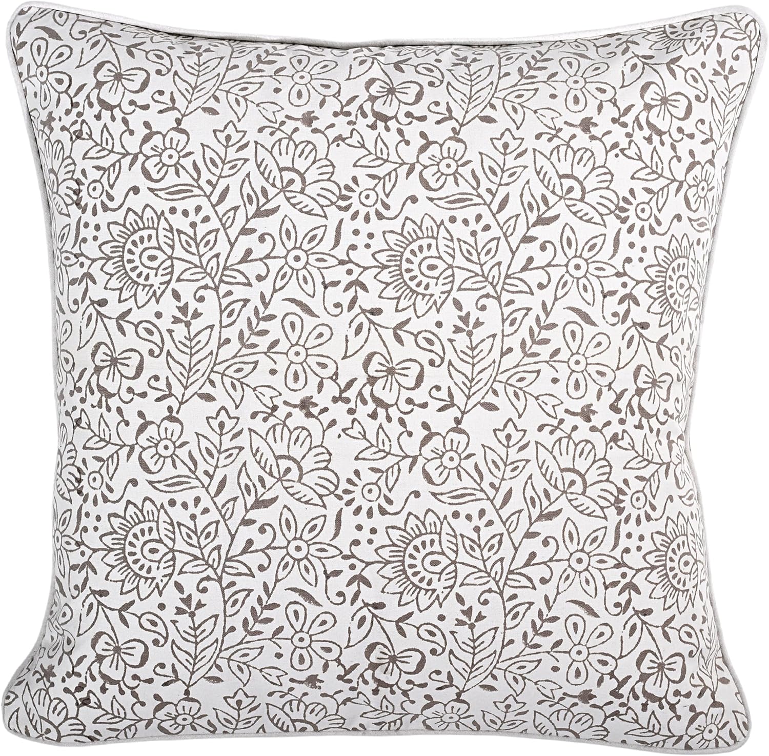 Ridhi Block Print Taupe Pillow Cover 20" x 20" (Pack of 2) Decorative Couch Pillows for Living Room, Farmhouse Chic Boho Cute Outdoor Pillo…