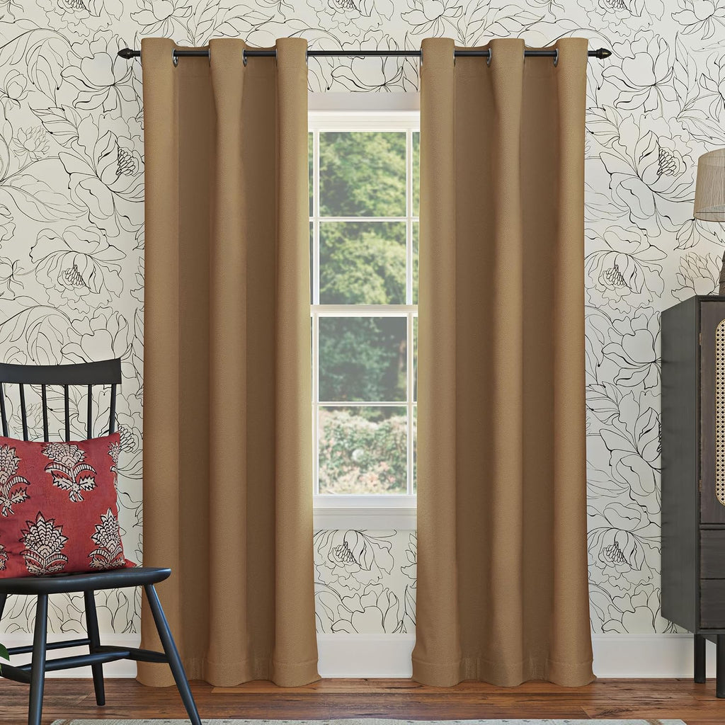 Sun Zero Easton Energy Saving Blackout Grommet Curtain Panel, 40" x 54", Taupe