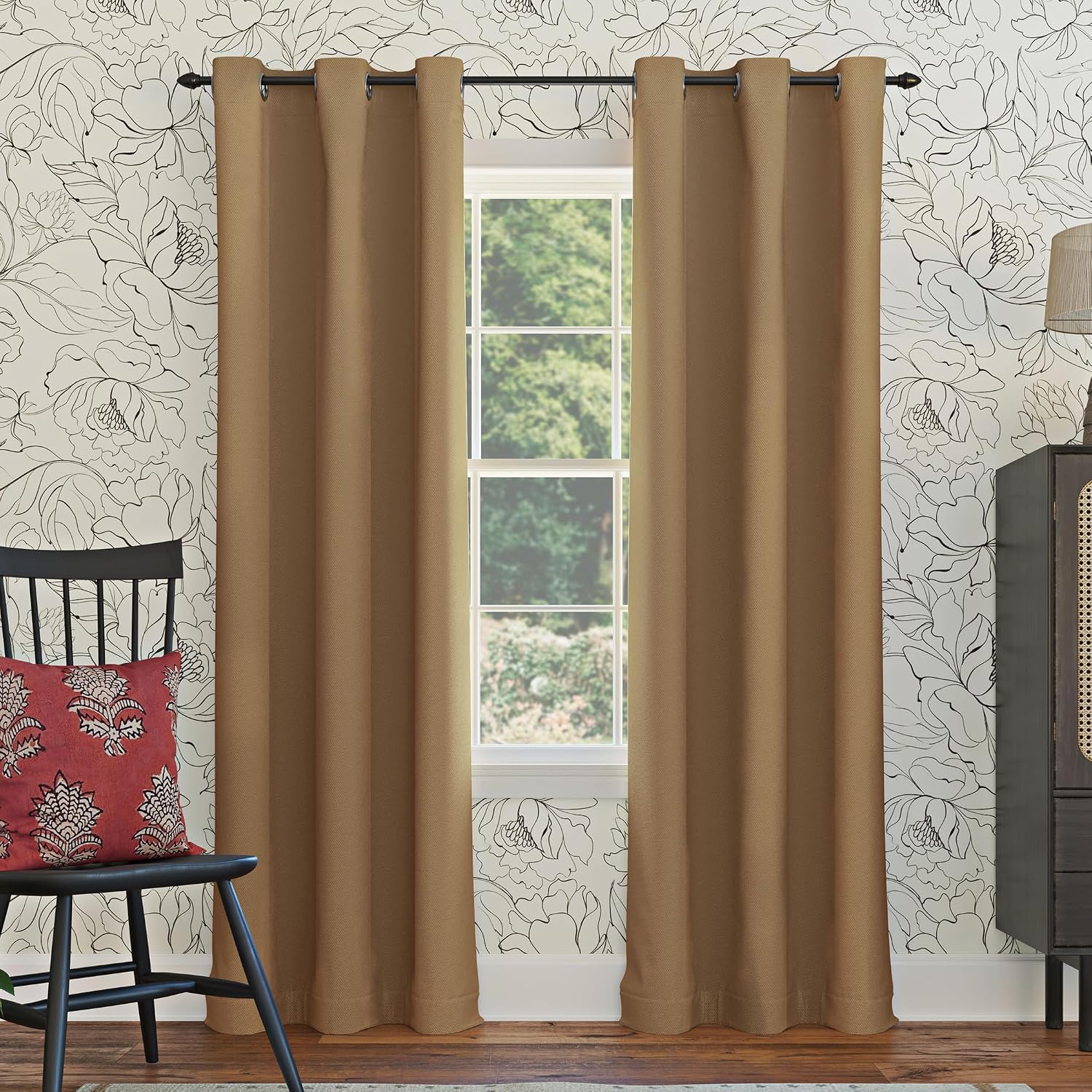Sun Zero Easton Energy Saving Blackout Grommet Curtain Panel, 40" x 54", Taupe