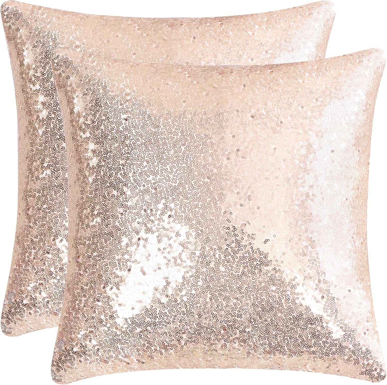 uxcell 2 Pcs Sequin Throw Pillow Covers, Shiny Sparkling Comfy Satin Cushion Covers, Decorative Pillowcases for…