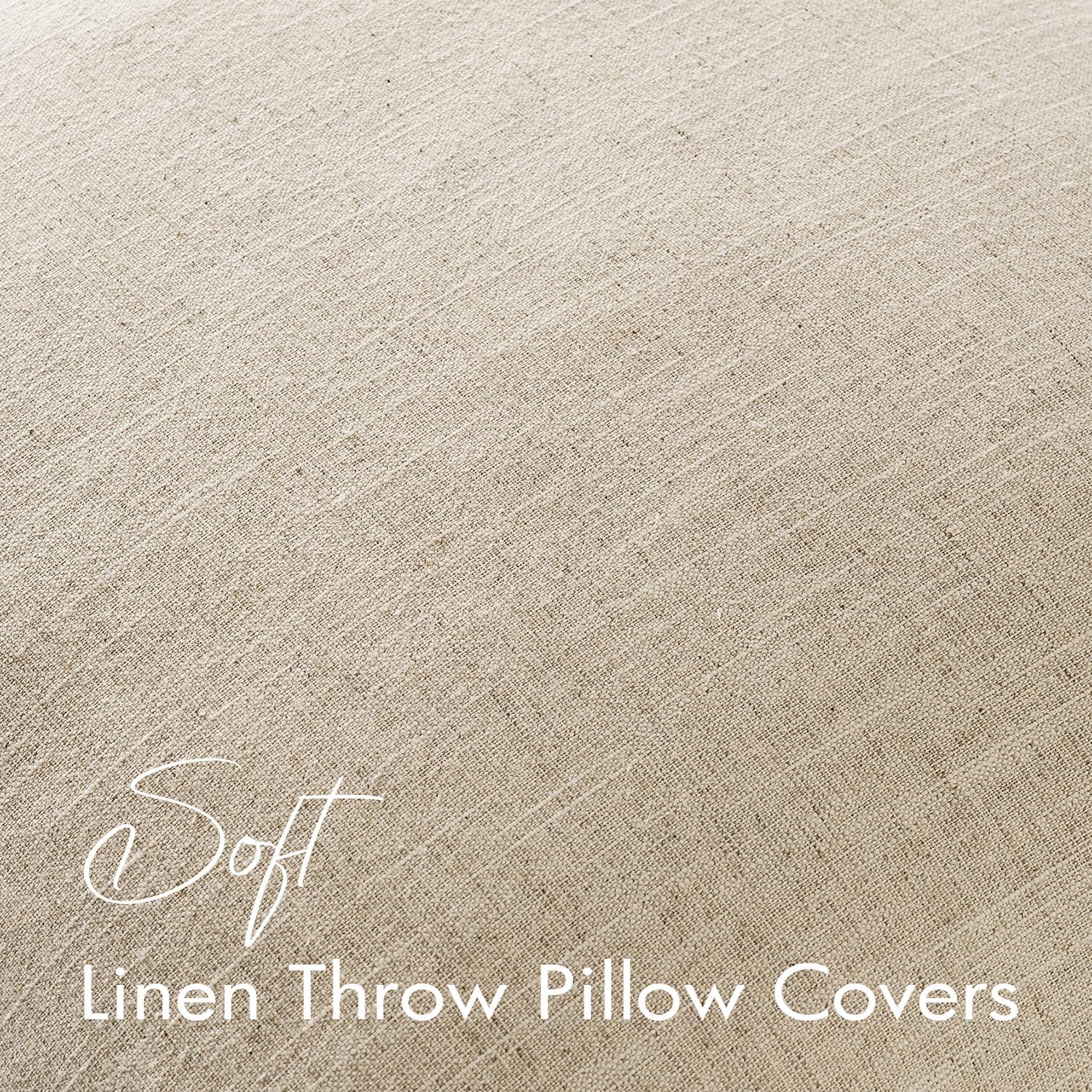 EMEMA Decorative Linen Throw Pillow Covers 24x24 Inch Natural Beige Boho Farmhouse Neutral Couch Throw Pillows for Bed Pack of 2 Accent…