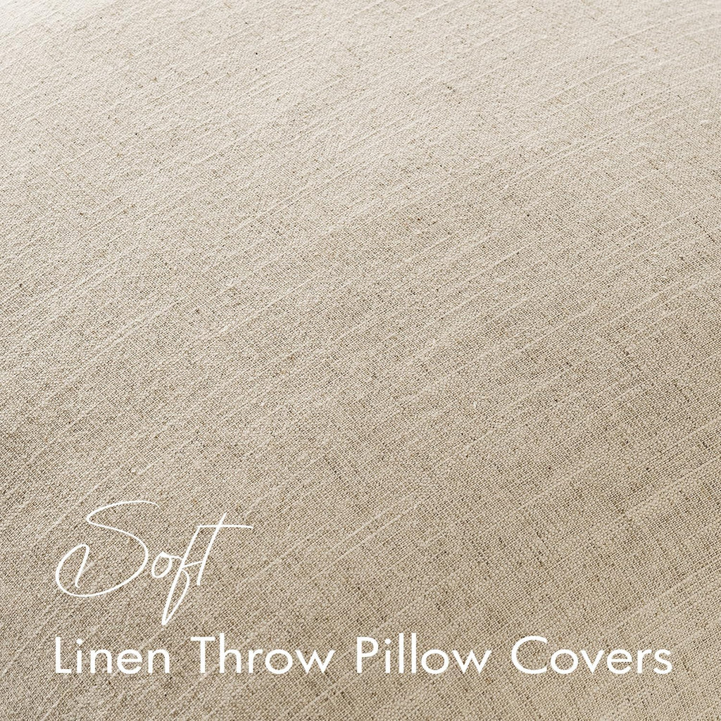 EMEMA Decorative Linen Throw Pillow Covers 20x20 Inch Natural Beige Boho Farmhouse Neutral Couch Throw Pillows for Bed Pack of 2 Accent…