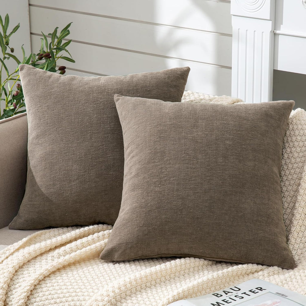 Gawamay Decorative Throw Pillow Covers 16x16 Inch Set of 2, Super Soft Chenille Square Pillows Farmhouse Fall Pillowcase for Living Room Be…
