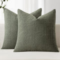 Miulee Decorative Linen Check Euro Shams Throw Pillow Covers Neutral Farmhouse Vintage Spring Pillow Covers 22x22 Set of 2 Boho Modern Home…