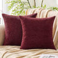 Gawamay Set of 2 Soft Textured Chenille Throw Pillow Covers 16x16 Inch (40x40 CM), Decorative Pillowcases Cushion Covers for Farmhouse Home…
