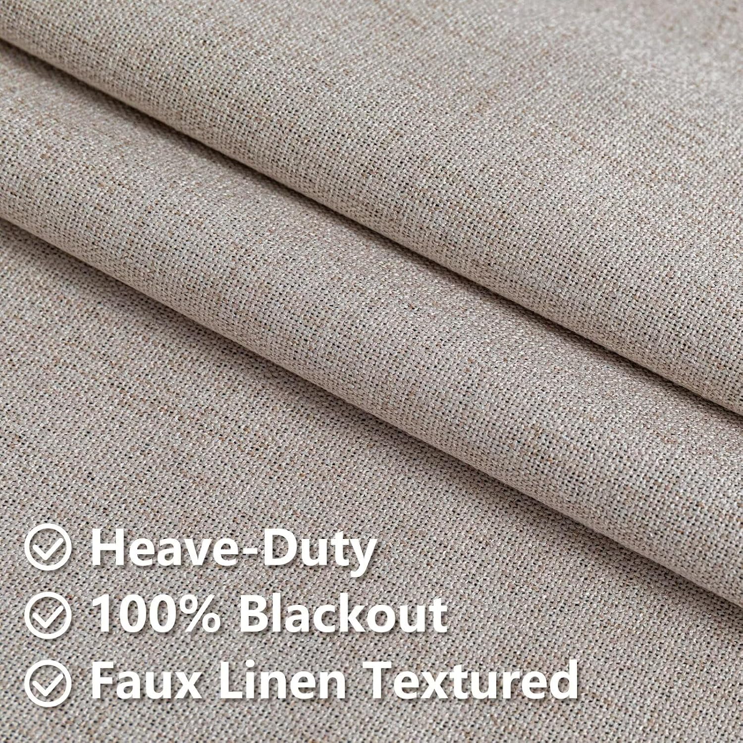 IGEMAEVE Blackout Curtains Customsize for Bedroom,100% Black Out Curtains 1 Panel Thermal Insulated Room Darkening Drapes Beige Grommet…